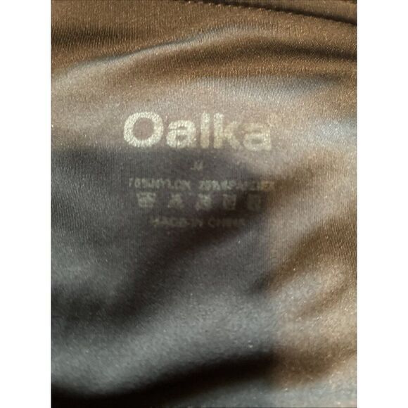 Oalka Shorts Solid Black Side Pockets High Waist Workout 4” Nylon Spandex Medium - Picture 8 of 8